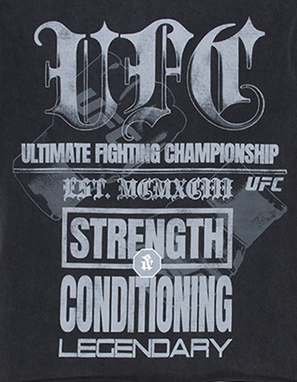 UFC Foundation Mens Crop Boxy Tee - WASHED BLACK