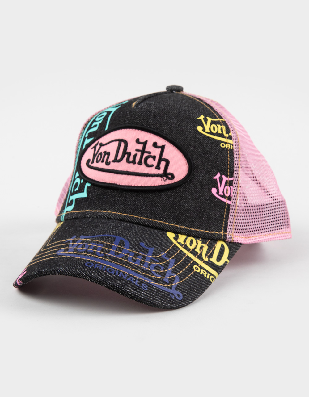 VON DUTCH Tagged Trucker Hat - BLACK COMBO