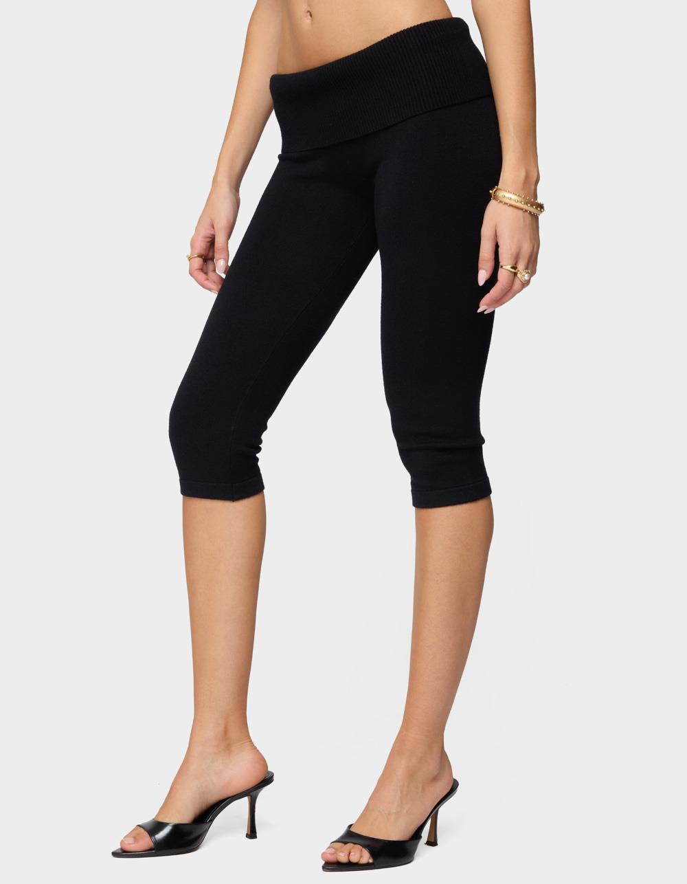 EDIKTED Skyla Knit Capri Pants - BLACK