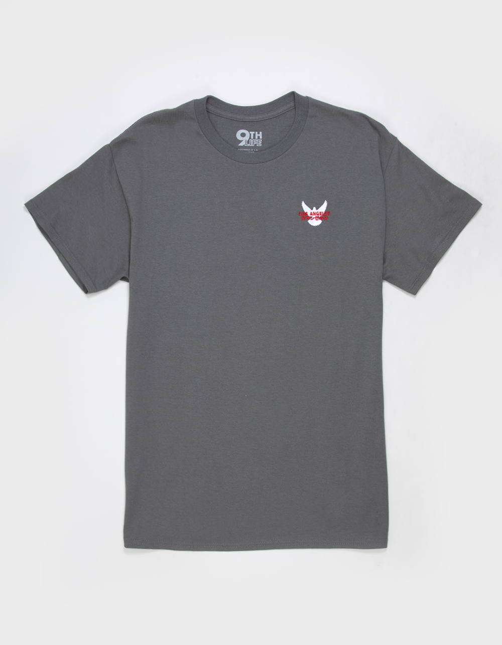 9TH LIFE LA Dove Embroidered Mens Tee - CHARCOAL