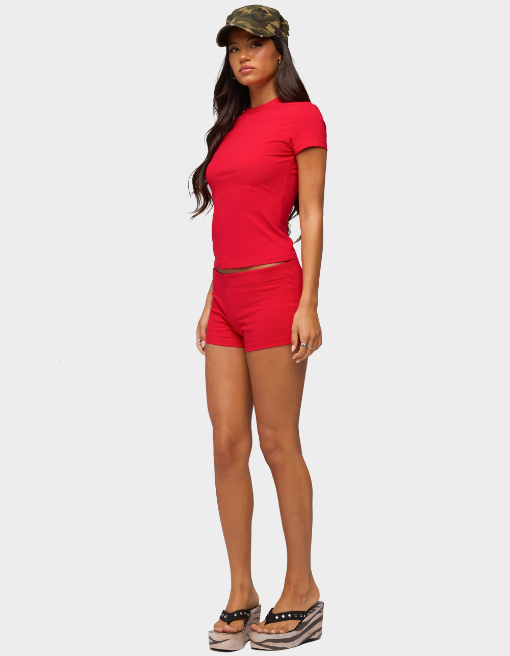EDIKTED Briony Micro Shorts - RED