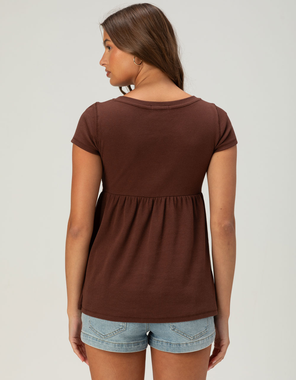 RSQ Womens Babydoll Top - BROWN