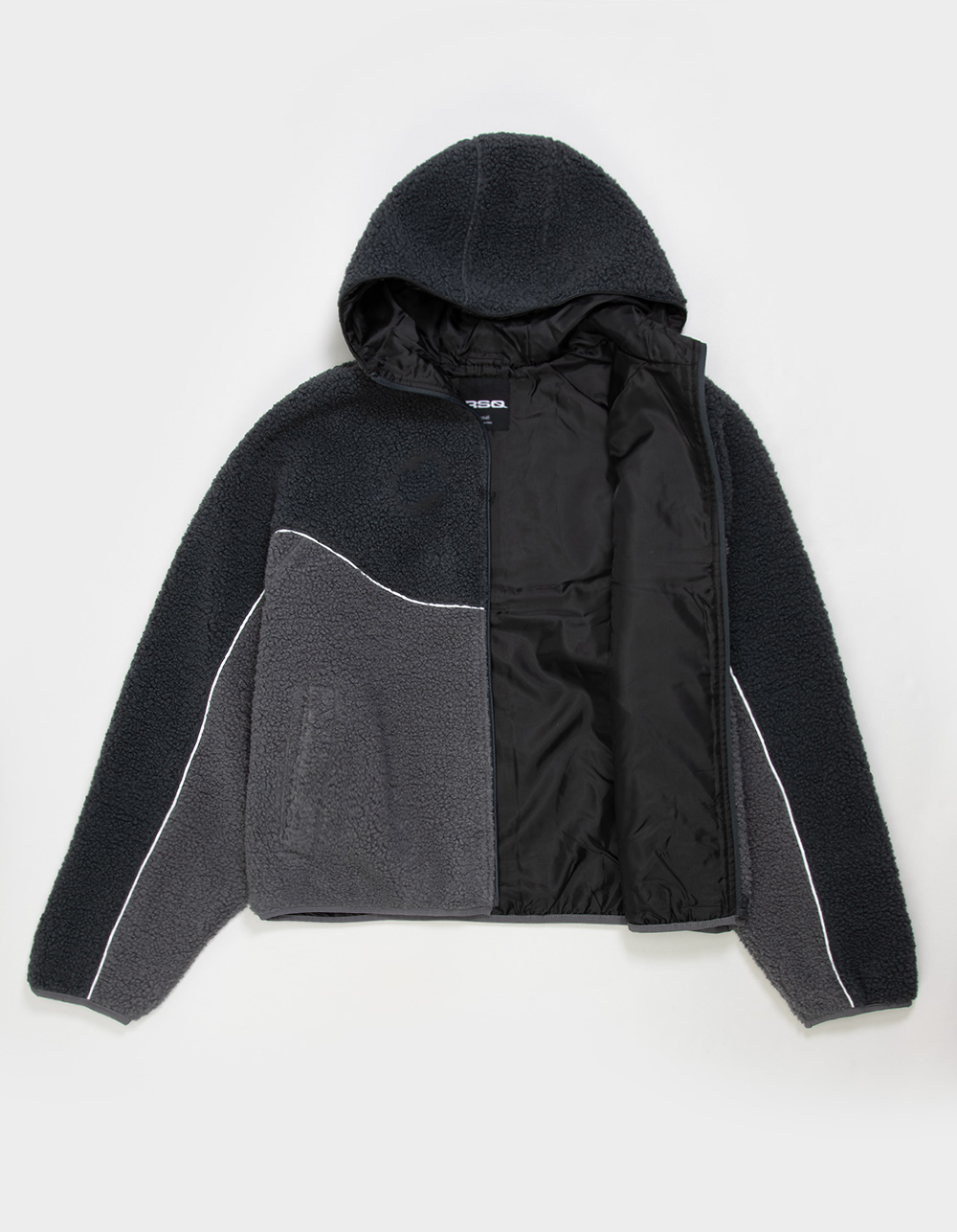 RSQ Mens Boxy Hooded Sherpa Jacket - GRAY