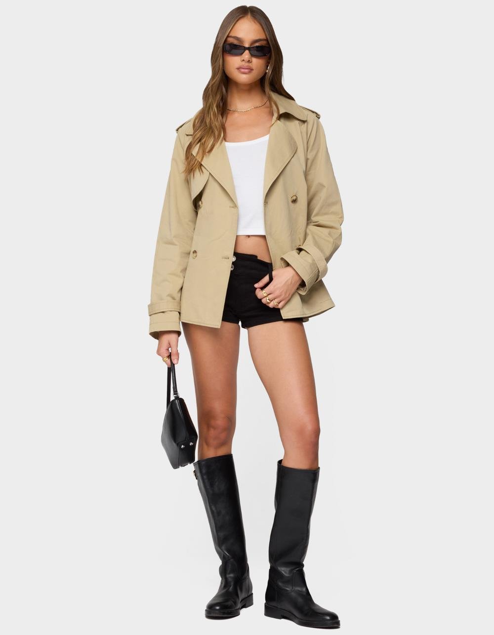 EDIKTED Tobie Raglan Trench Jacket - BEIGE
