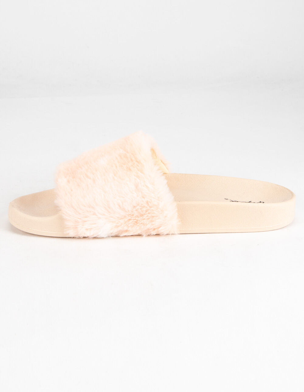 QUPID Faux Fur Tie Dye Womens Peach Slide Sandals - PEACH | Tillys