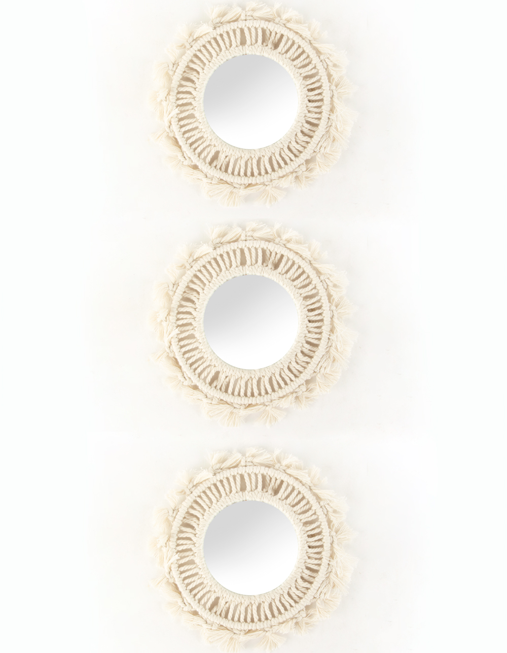 Macrame 8" Mirrors Set of 3 NATURAL Tillys