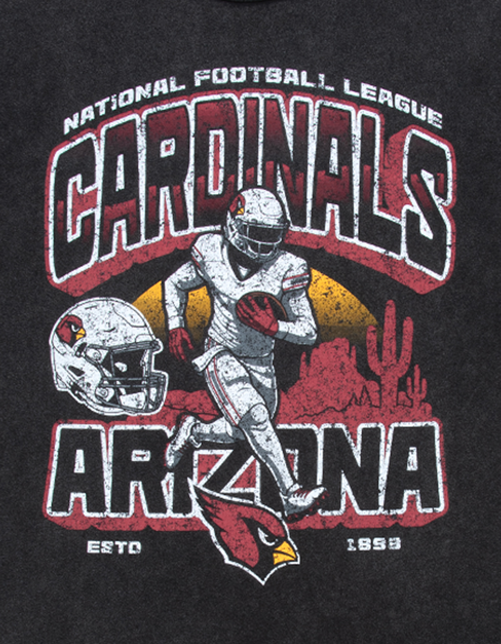 THE WILD COLLECTIVE Arizona Cardinals Player Mens Tee - WASHED BLACK