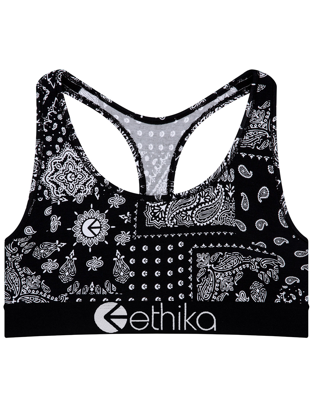 Ethika Womens Ethika Subzero Lineup Sports Bra - Womens Black/Grey Size M