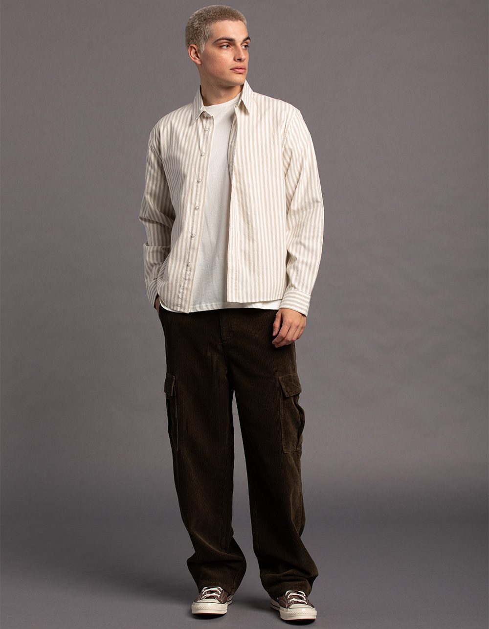 RSQ Mens Loose Corduroy Cargo Pants DK GREEN Tillys