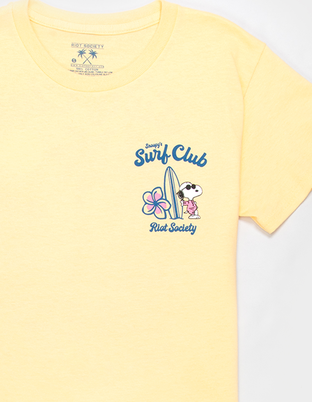 RIOT SOCIETY x Peanuts Snoopy's Surf Club Girls Tee - YELLOW