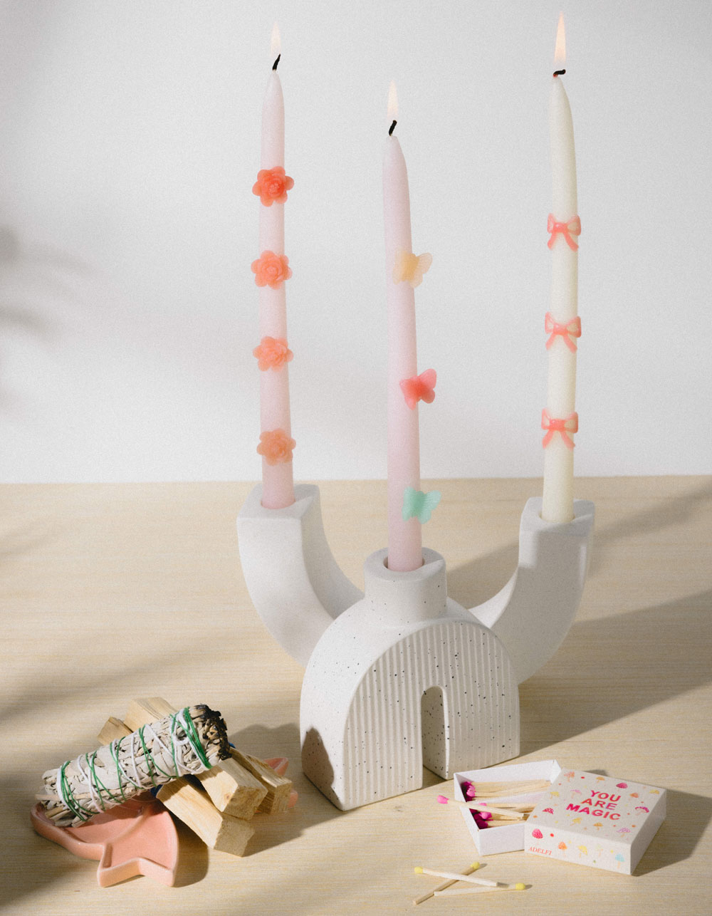 MERI MERI Bow Taper Candles - PINK