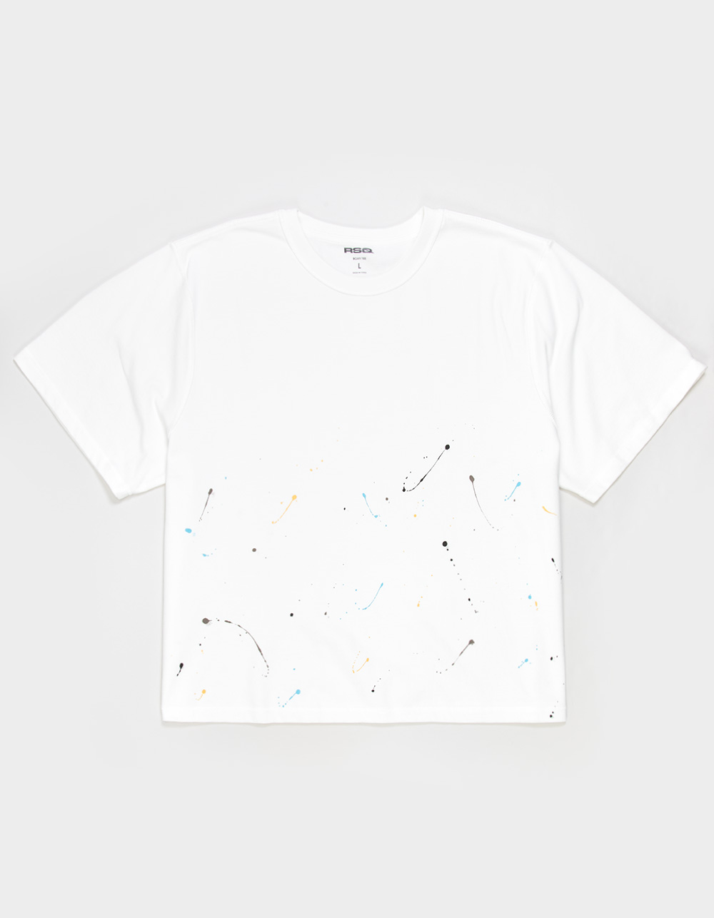 RSQ Mens Paint Splatter Boxy Tee - WHITE