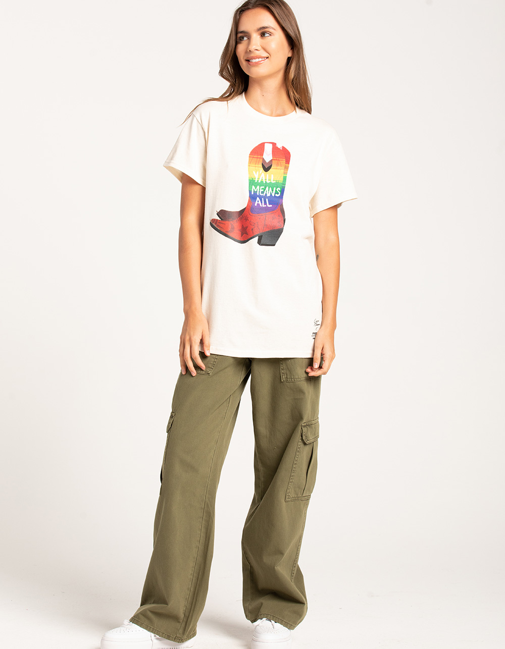 RSQ x Carina Guevara Y'all Means All Womens Tee - NATURAL