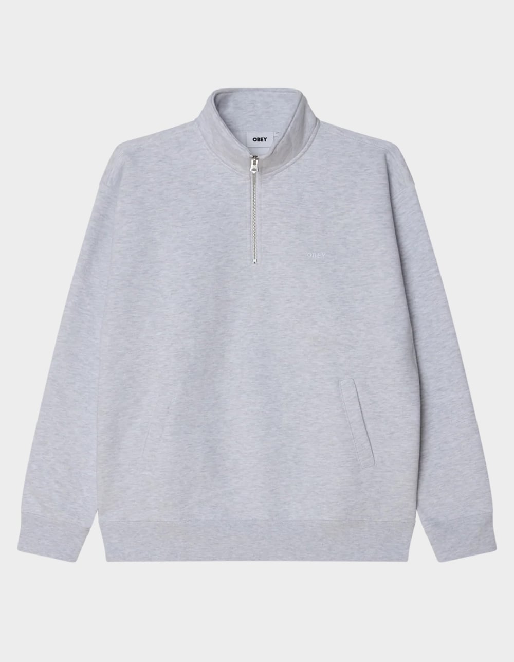 OBEY Established Works Bold Mens Quarter Zip Sweatshirt - HEATHER GRAY