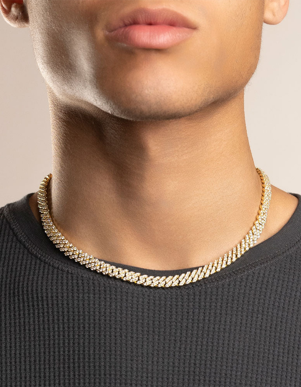 THE GOLD GODS Diamond Straight Edge Cuban Link Chain 8mm - GOLD