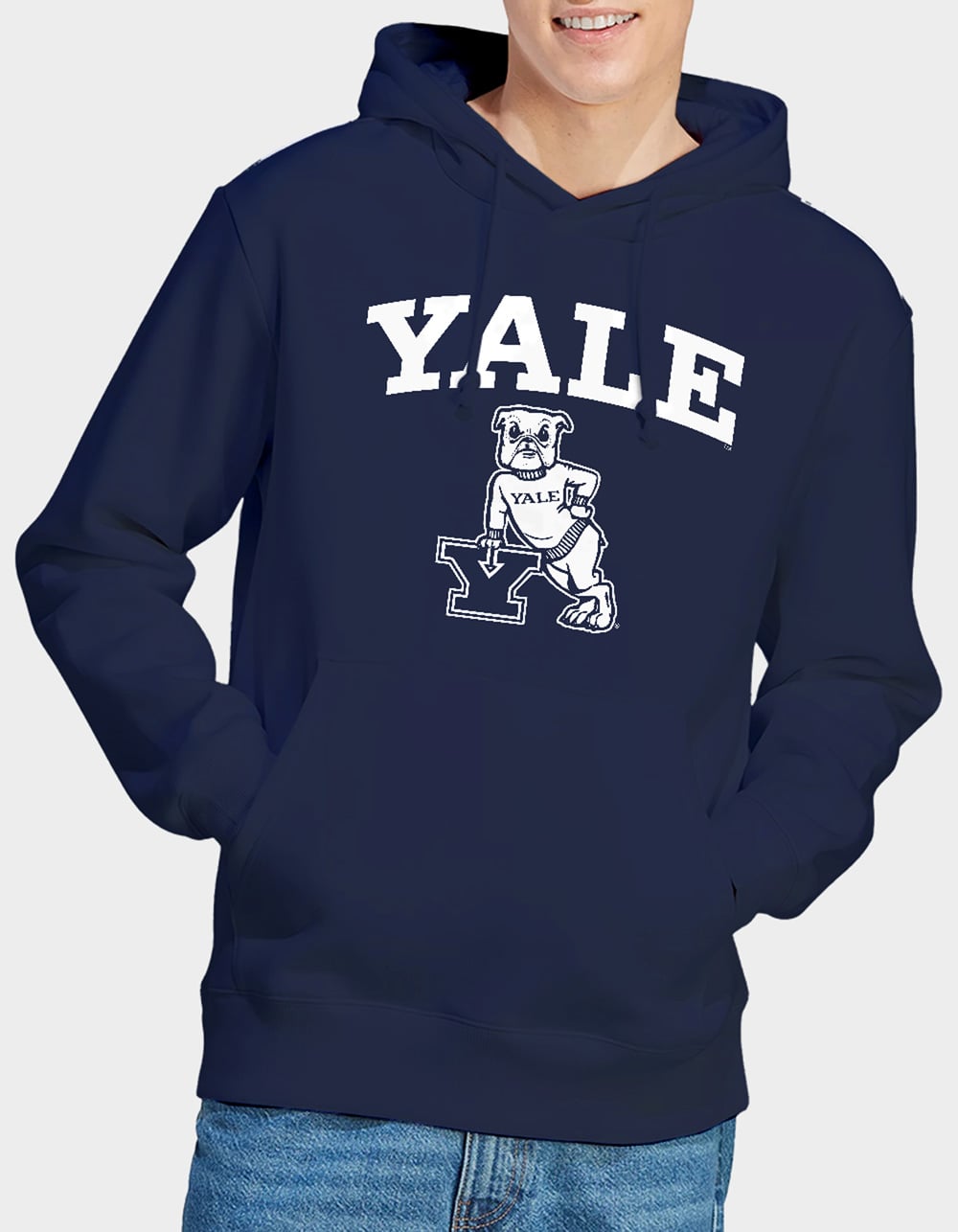 YALE UNIVERSITY Logo Mens Hoodie - NAVY