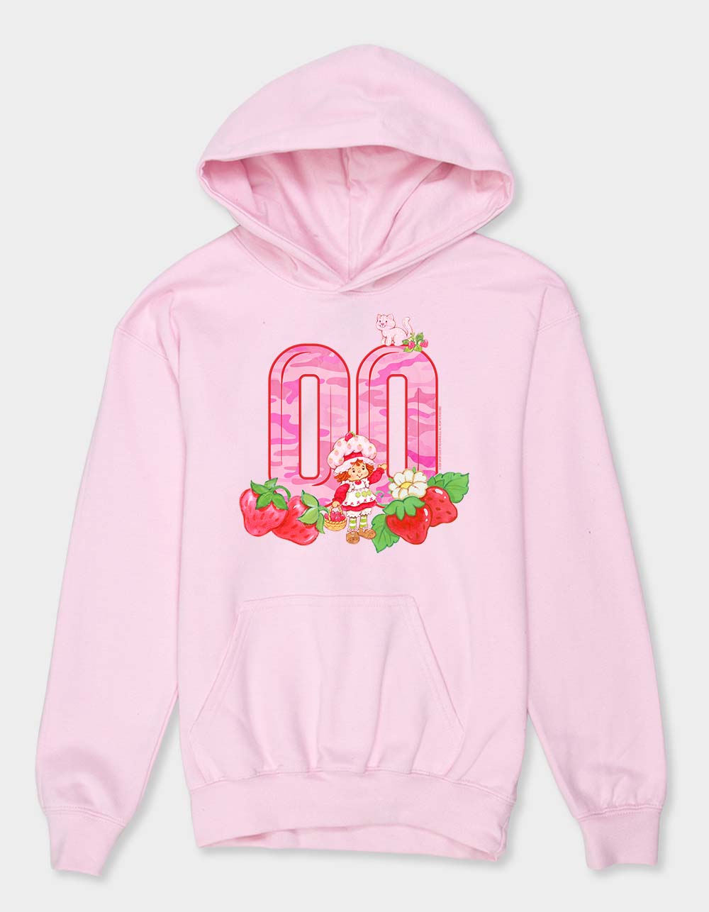 STRAWBERRY SHORTCAKE Double Zero Camo Unisex Kids Hoodie - LIGHT PINK