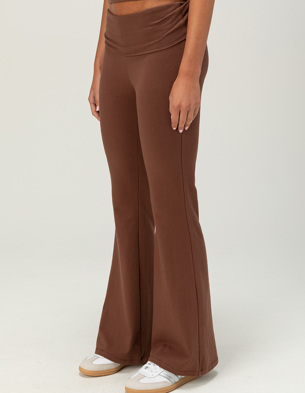 BABY PHAT Fold Over Womens Flare Pants - BROWN