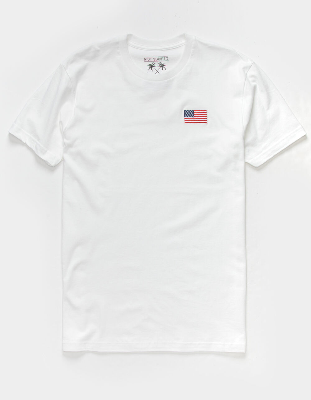 RIOT SOCIETY Flag Embroidered Mens White T-Shirt - WHITE | Tillys