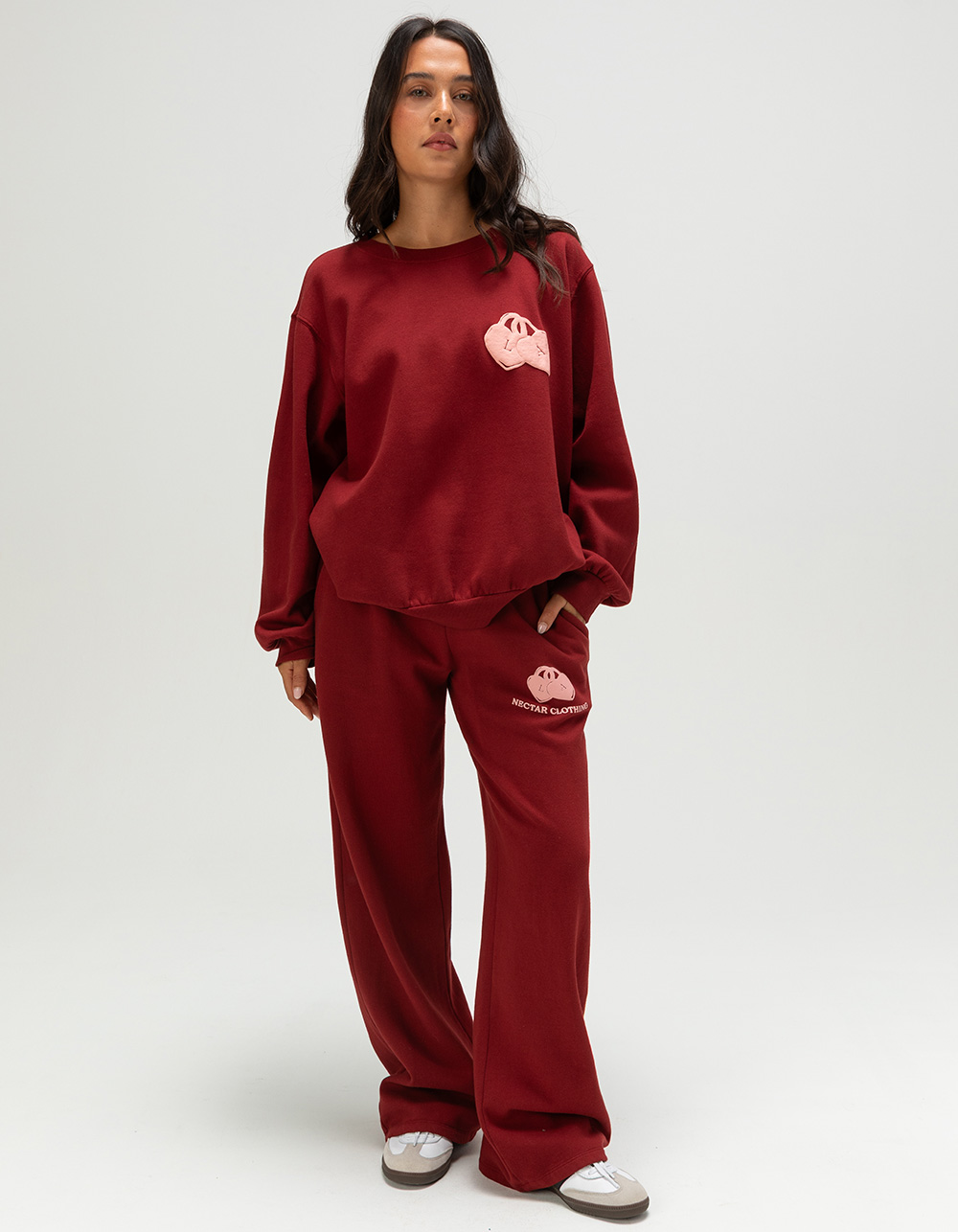 NECTAR CLOTHING California Womens Crewneck Sweatshirt - BURGUNDY