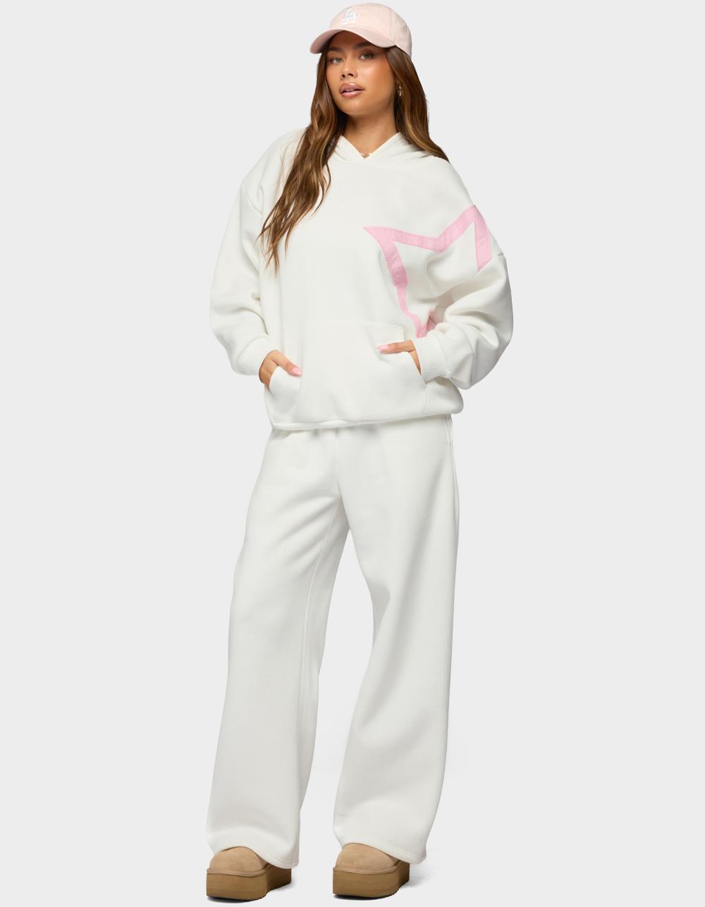 EDIKTED Starly Straight Leg Sweatpants - WHITE