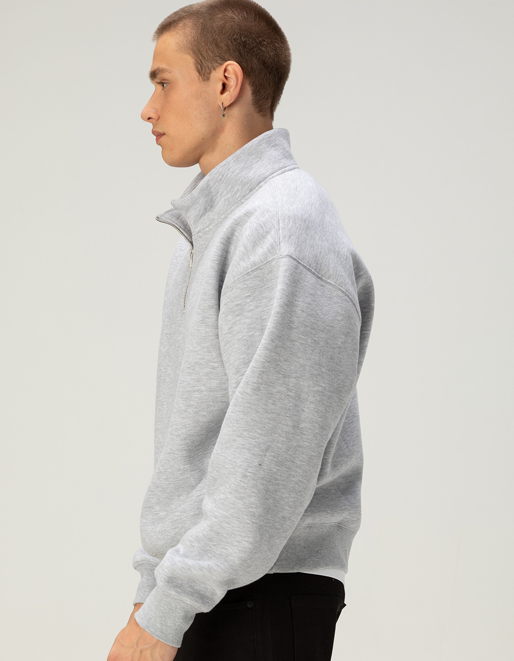 RSQ Mens Quarter Zip Oversized Sweatshirt - HEATHER GRAY