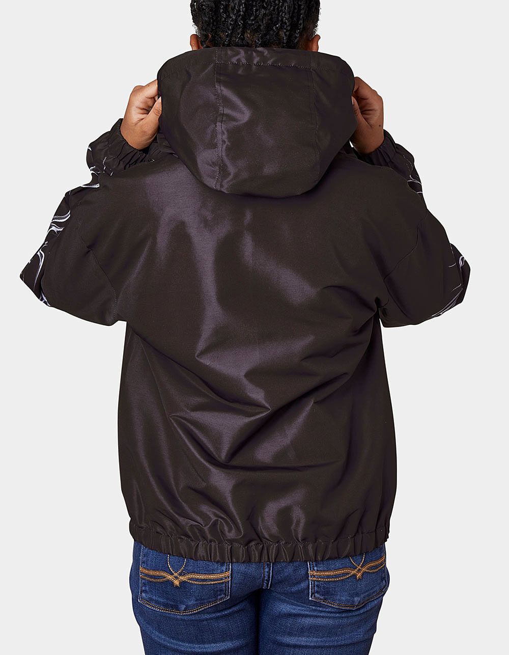 VON DUTCH Taslon Crystal Womens Zip Jacket - BLACK