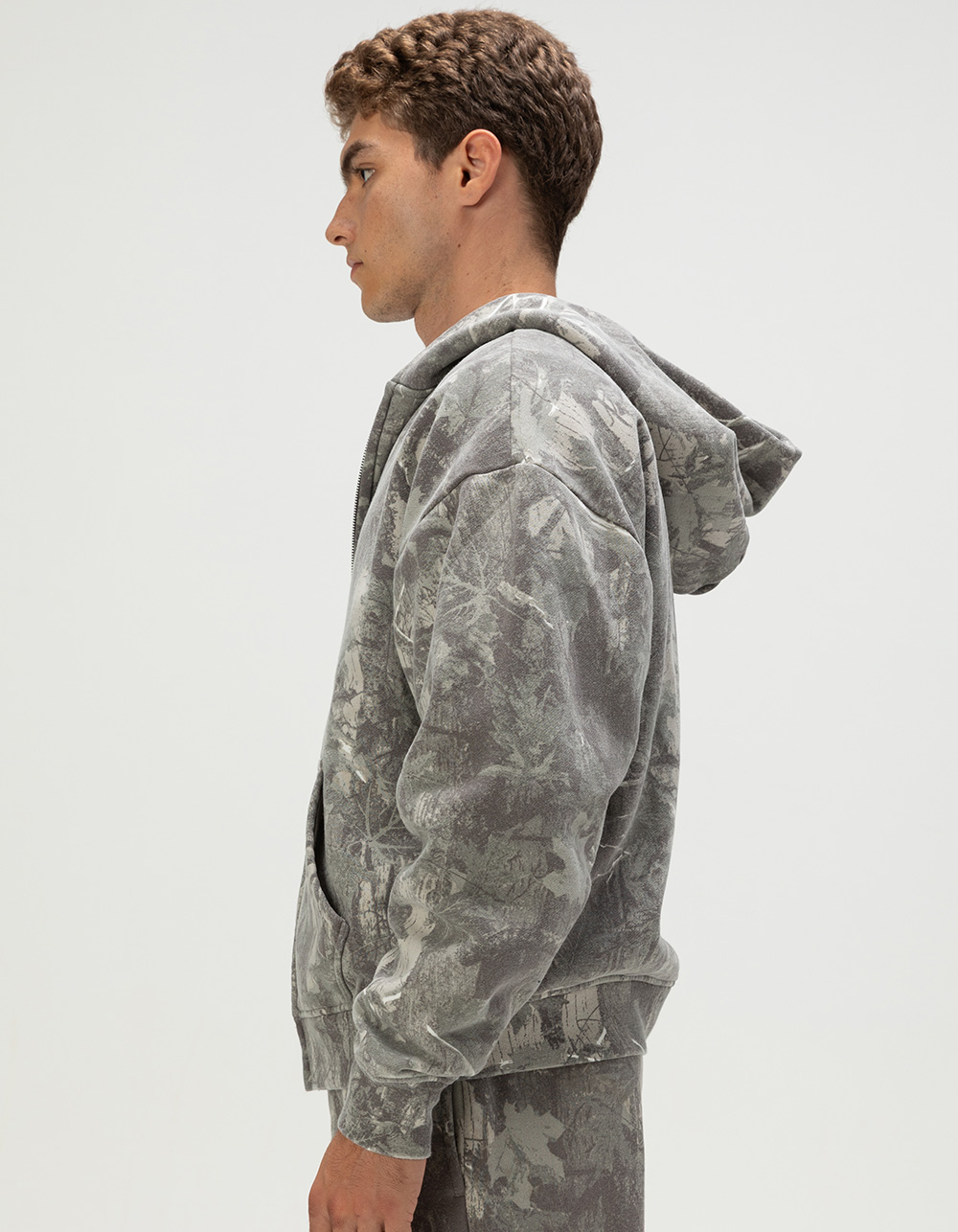 RSQ Mens Oversized Zip-Up Hoodie - SAGE CAMO