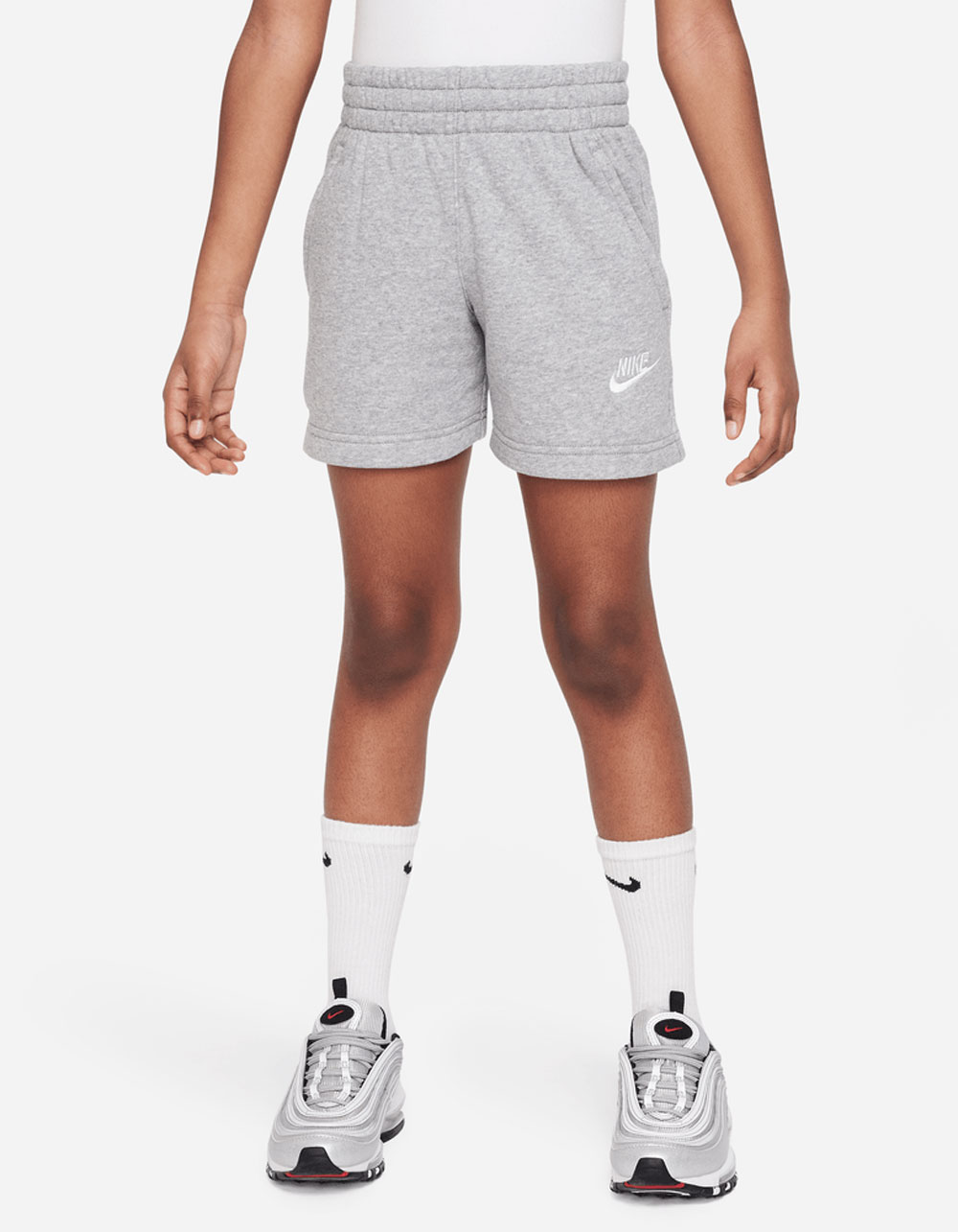 NIKE Sportswear Club Girls 5" Sweat Shorts - HEATHER GRAY