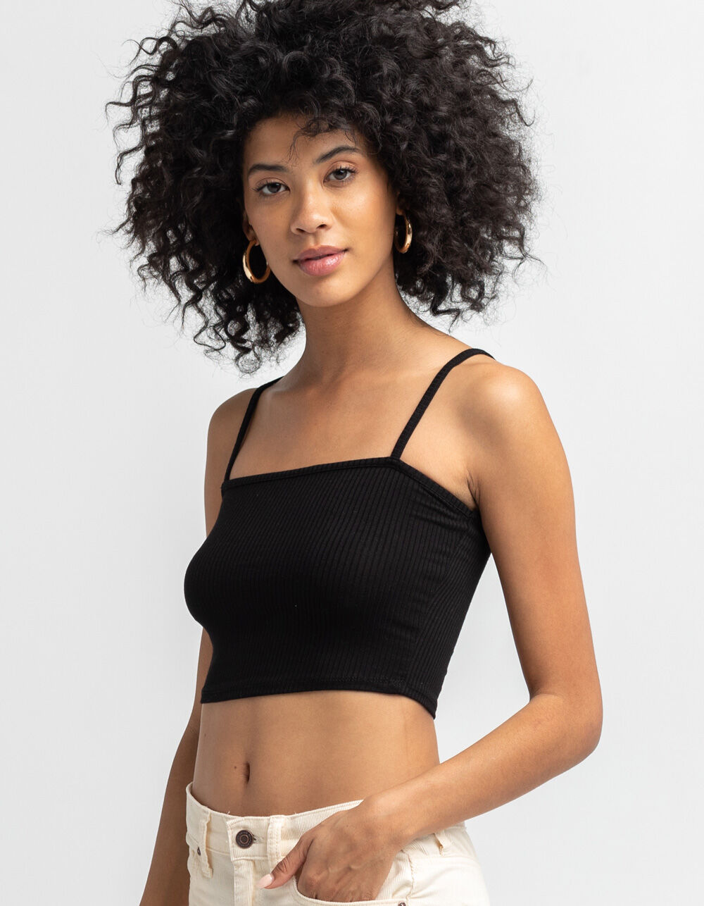 BOZZOLO Square Neck Rib Womens Crop Top 100 Tillys