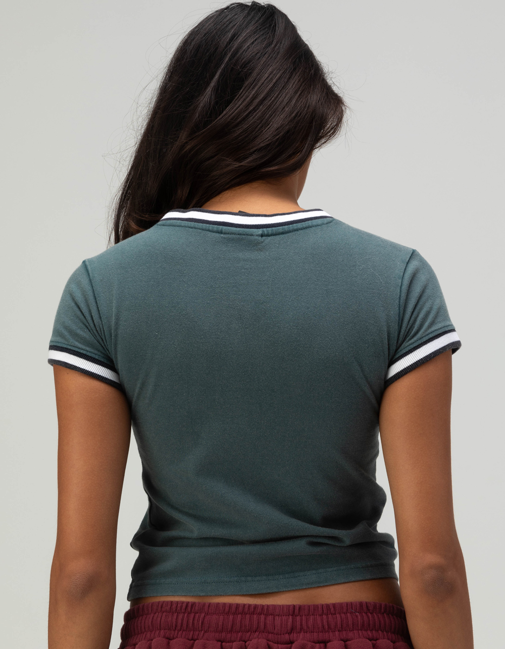 IETS FRANS Taped V-Neck Womens Baby Tee - FOREST