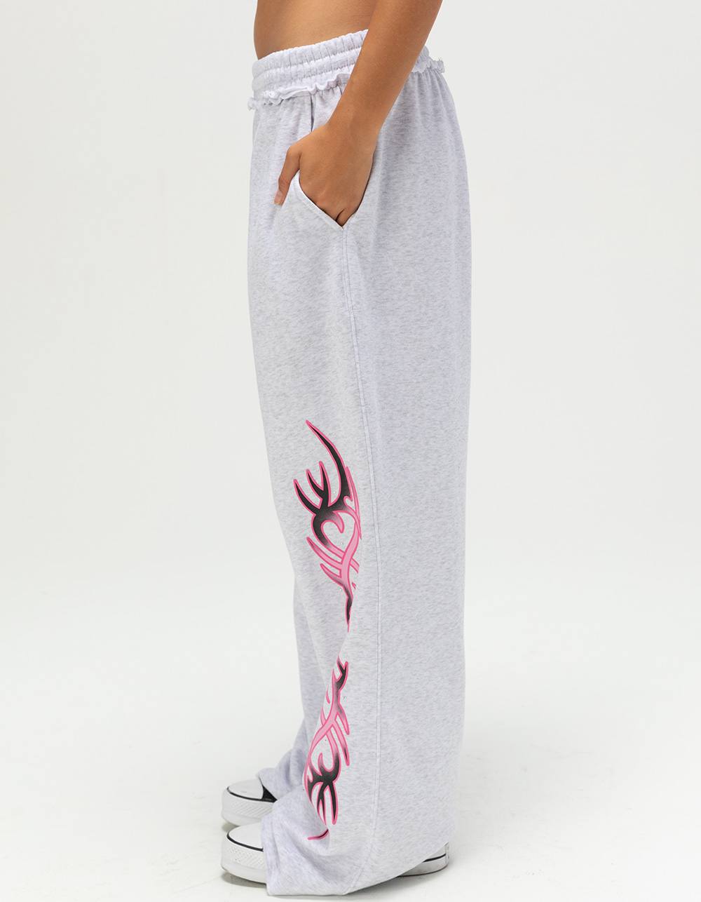 FULL TILT Tattoo Womens Baggy Sweatpants - HEATHER GRAY