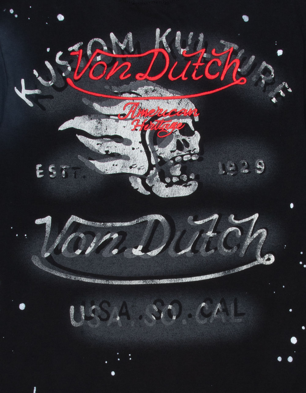 VON DUTCH Speed Mens Boxy Tee - WASHED BLACK