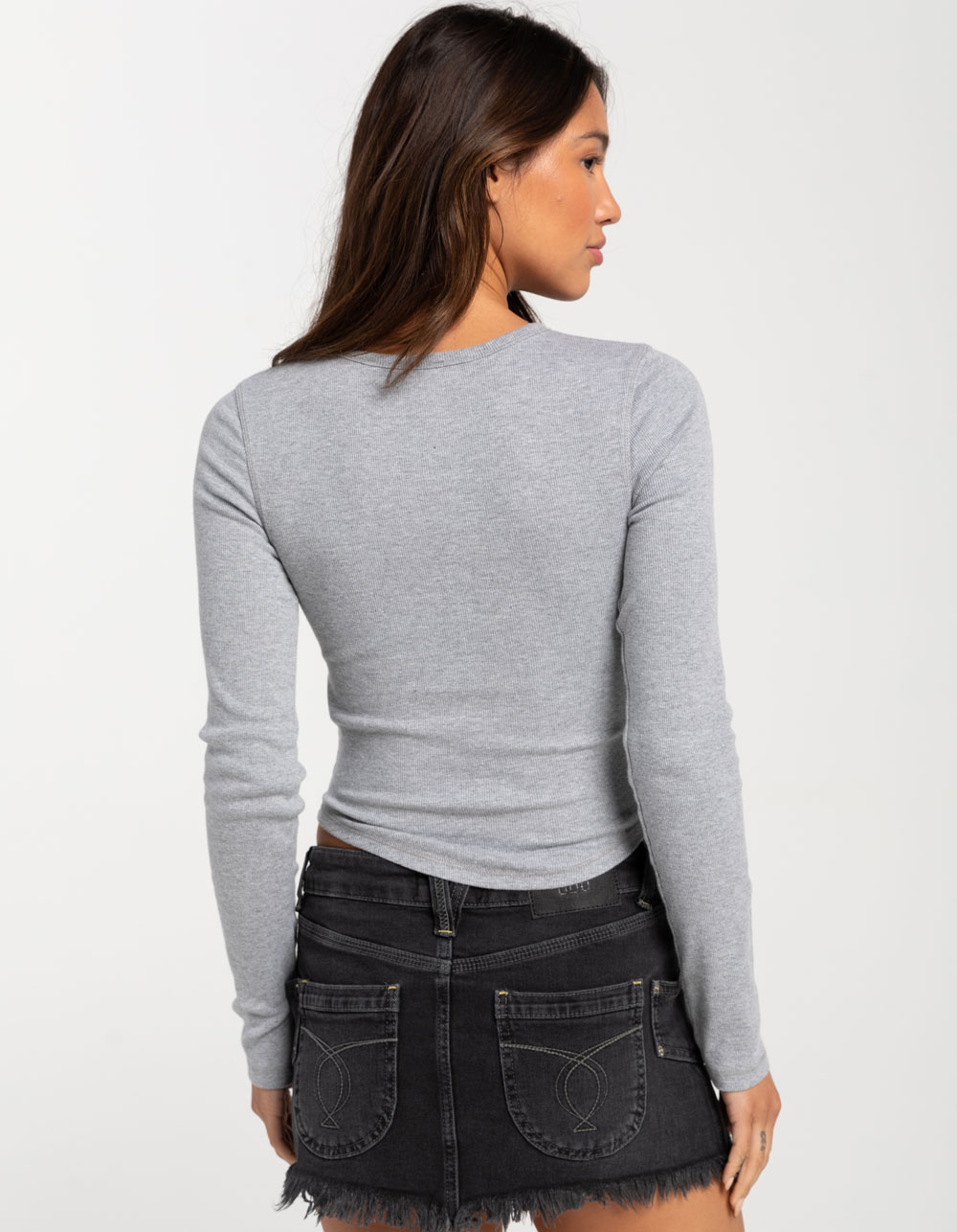 BDG Urban Outfitters Womens Button Up Henley GRAY Tillys