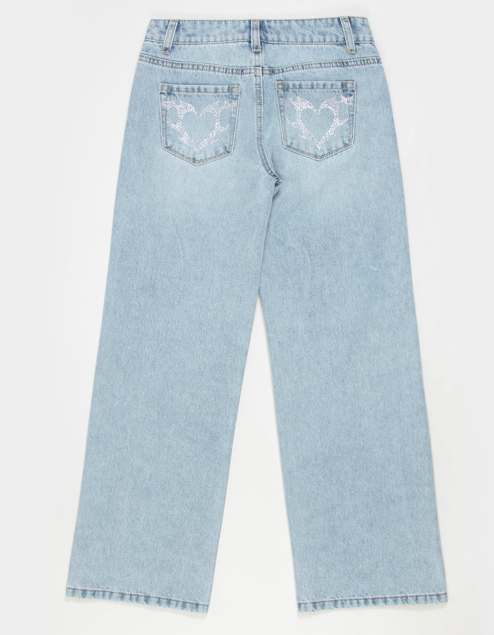 RSQ Girls Low Rise Heart Pocket Wide Leg Jeans - LIGHT WASH