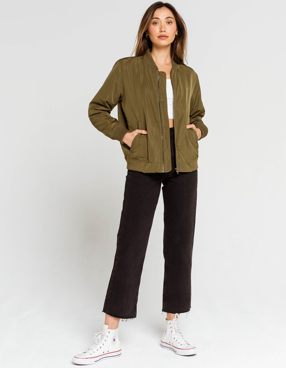 RSQ Oversized Womens Bomber Jacket - OLIVE | Tillys