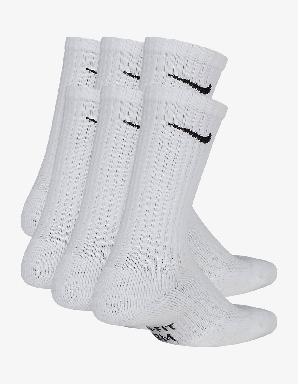 NIKE Everyday 6 Pack Kids Cushioned Crew Socks - WHITE