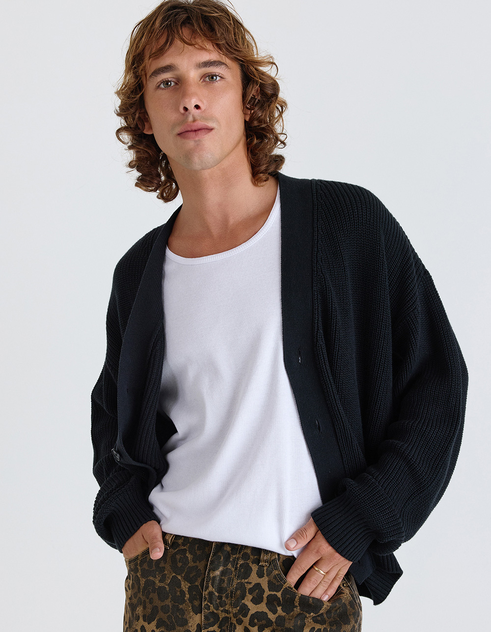 RSQ Mens Cardigan - BLACK