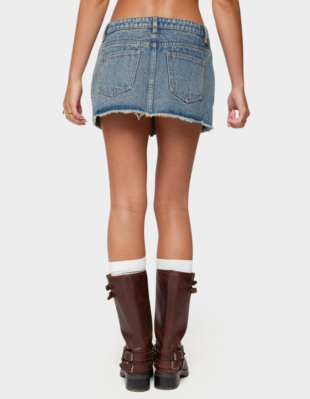 EDIKTED Keiko Studded Denim Mini Skirt - BLUE