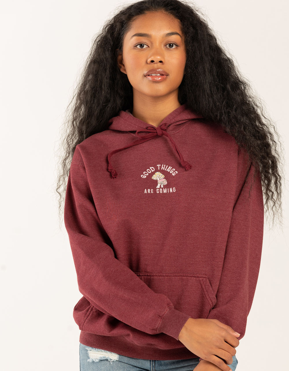 FULL TILT Good Things Embroidered Womens Hoodie