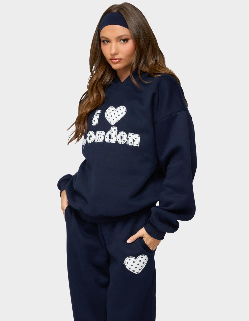 EDIKTED I Heart London Hoodie - NAVY
