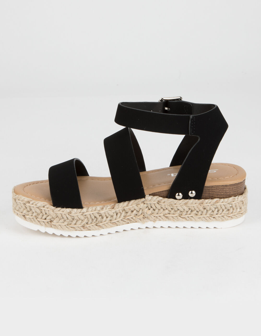 SODA Double Band Girls Black Flatform Sandals - BLACK | Tillys
