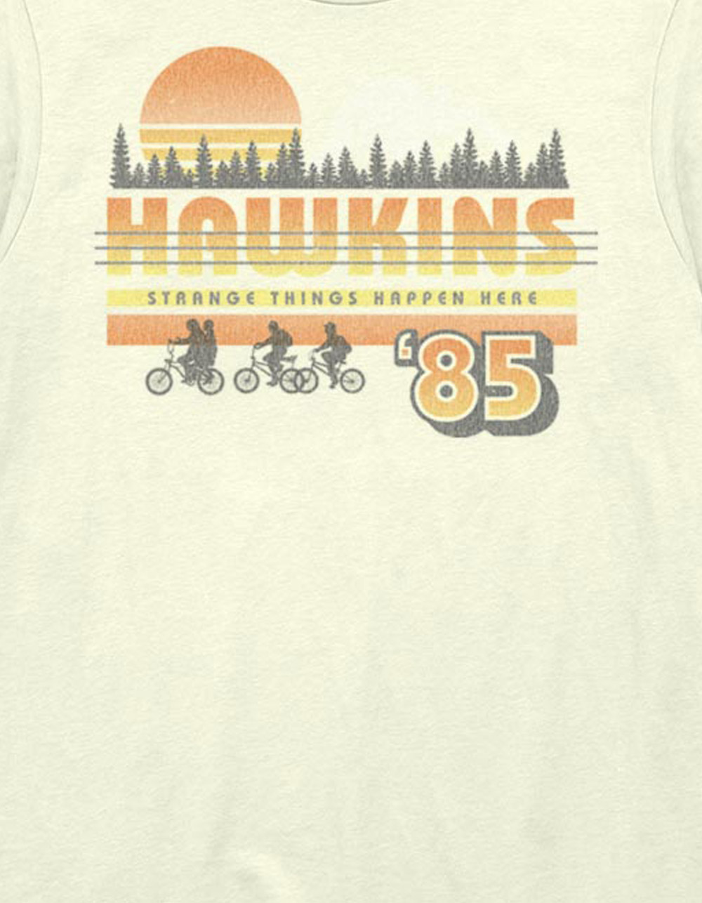 STRANGER THINGS Hawkins Vintage Sunset Unisex Tee - NATURAL