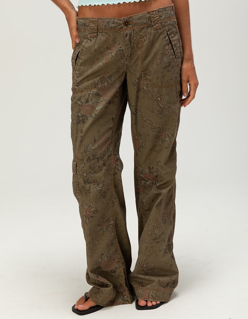 BDG Urban Outfitters 360 Womens Low Rise Straight Leg Cargo Pants - GREEN COMBO