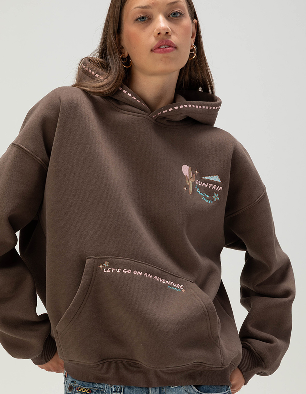 MALIBU SKYYE Around The Sun Womens Hoodie - BROWN