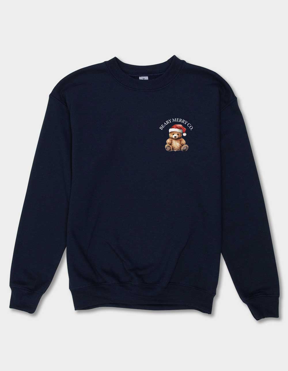 BEAR Beary Merry Unisex Kids Crewneck Sweatshirt - NAVY