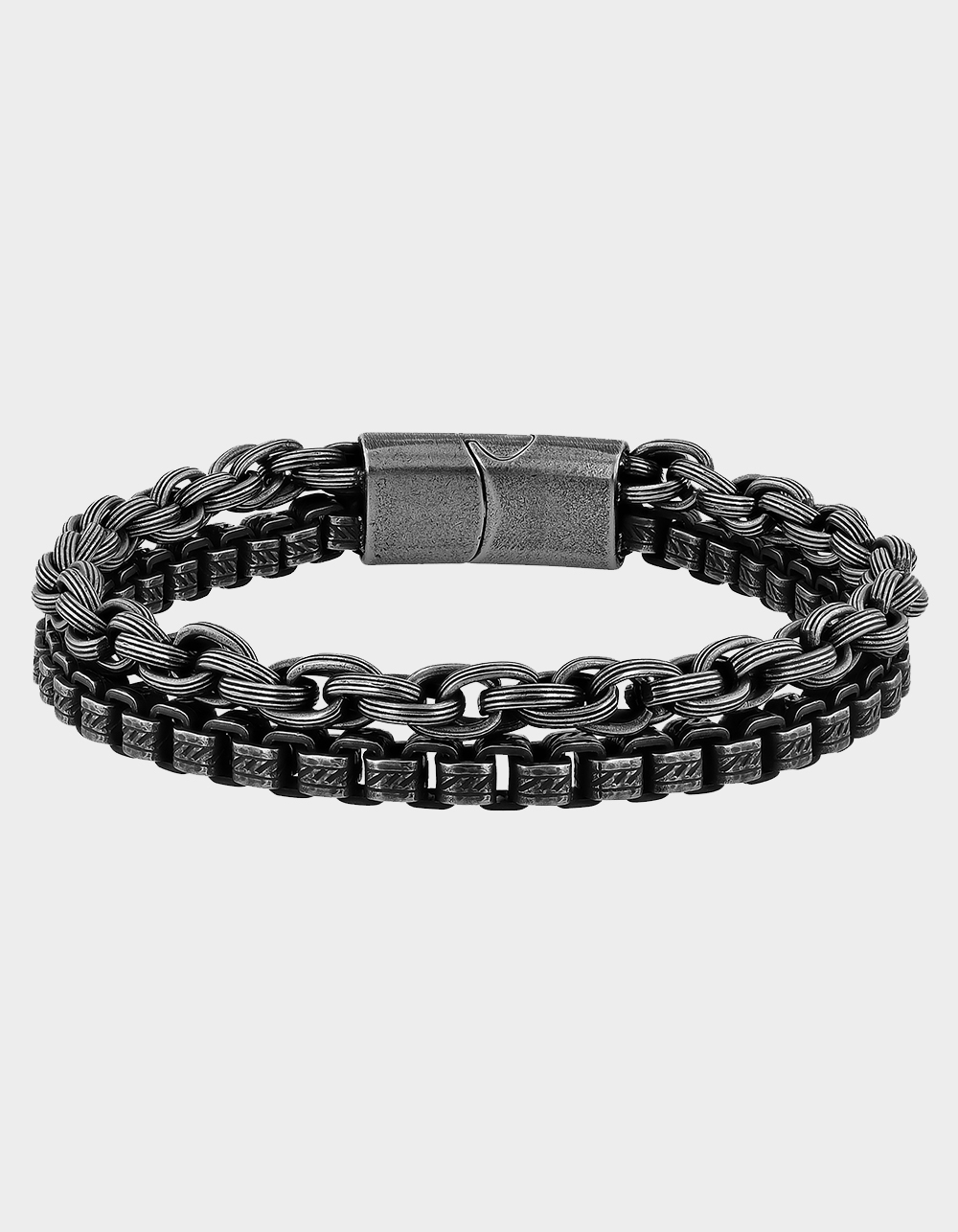 STEEL NATION Stainless Steel With Gunmetal Grey IP Double Link Bracelet - GUNMETAL