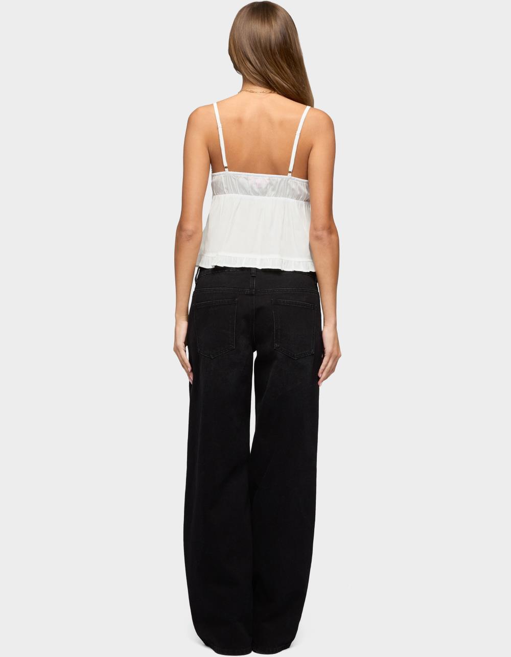 EDIKTED Raelynn Washed Low Rise Baggy Jeans - BLACK