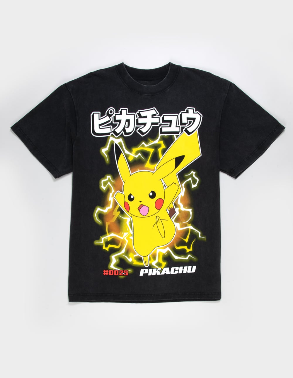 POKEMON Pikachu Mens Boxy Tee - WASHED BLACK