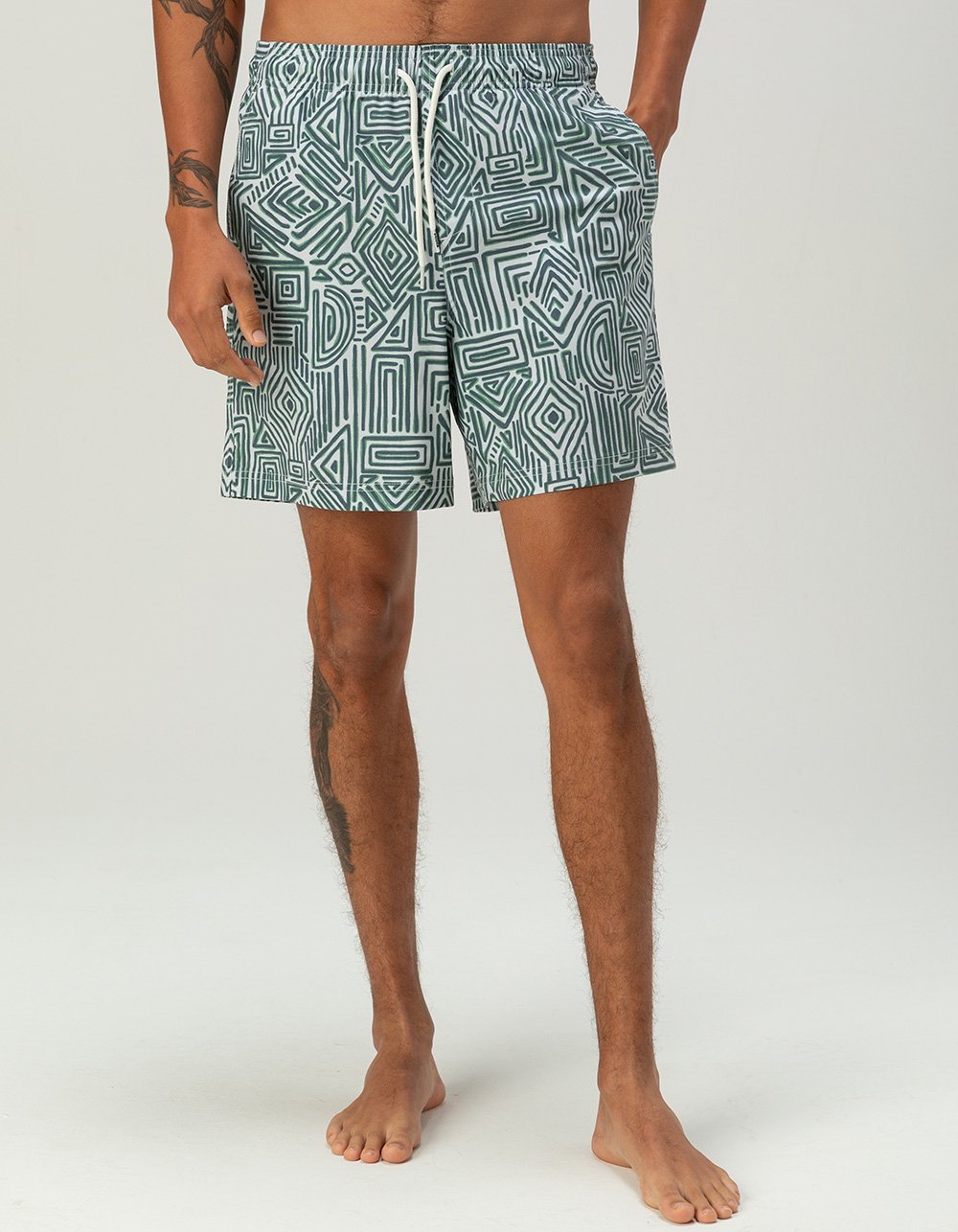 RSQ Mens 6.5" Swim Trunks - GREEN COMBO
